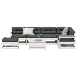 Set Salotto Giardino 8 pz Cuscini Antracite Legno Massello Pino